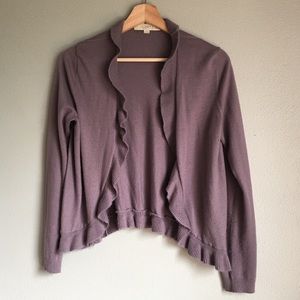 Purple ruffled cardigan